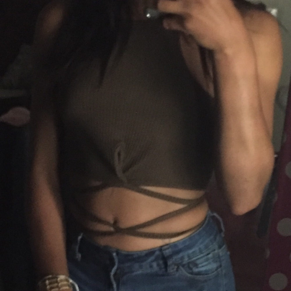 Olive Green Tie Up Shirt